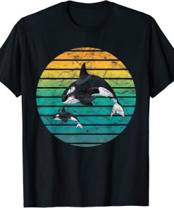 Cool Vintage Sunset Whale Watching - Orca Watching T-Shirt