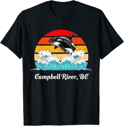 Vintage Campbell River BC Distressed Orca Killer Whale Art T-Shirt